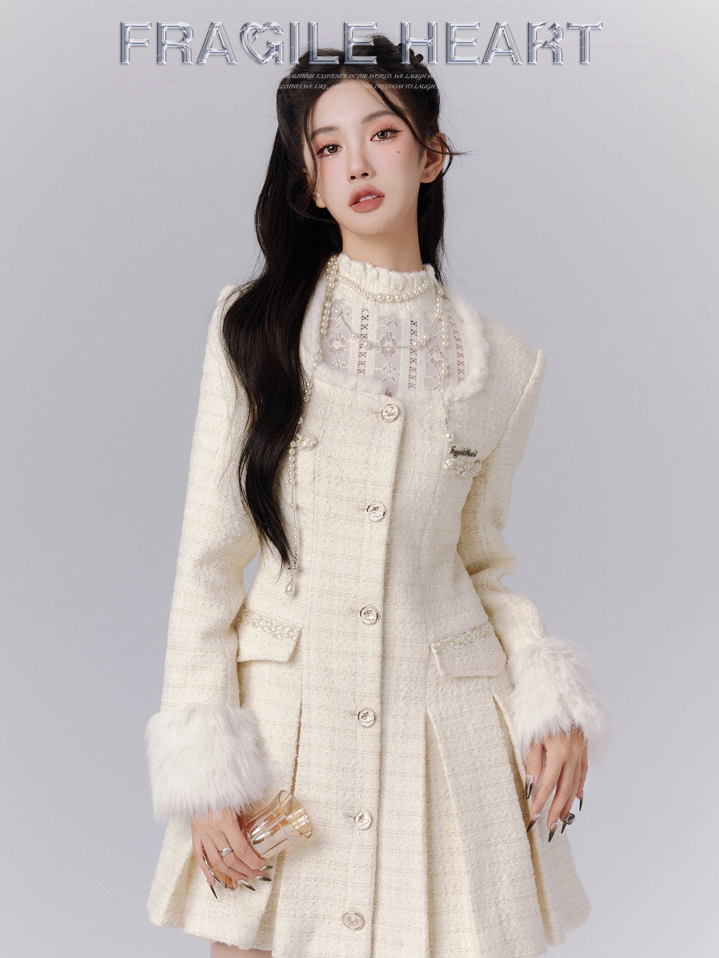 트위드 주름 레이스 울 푸에트 외부 outer-opiece