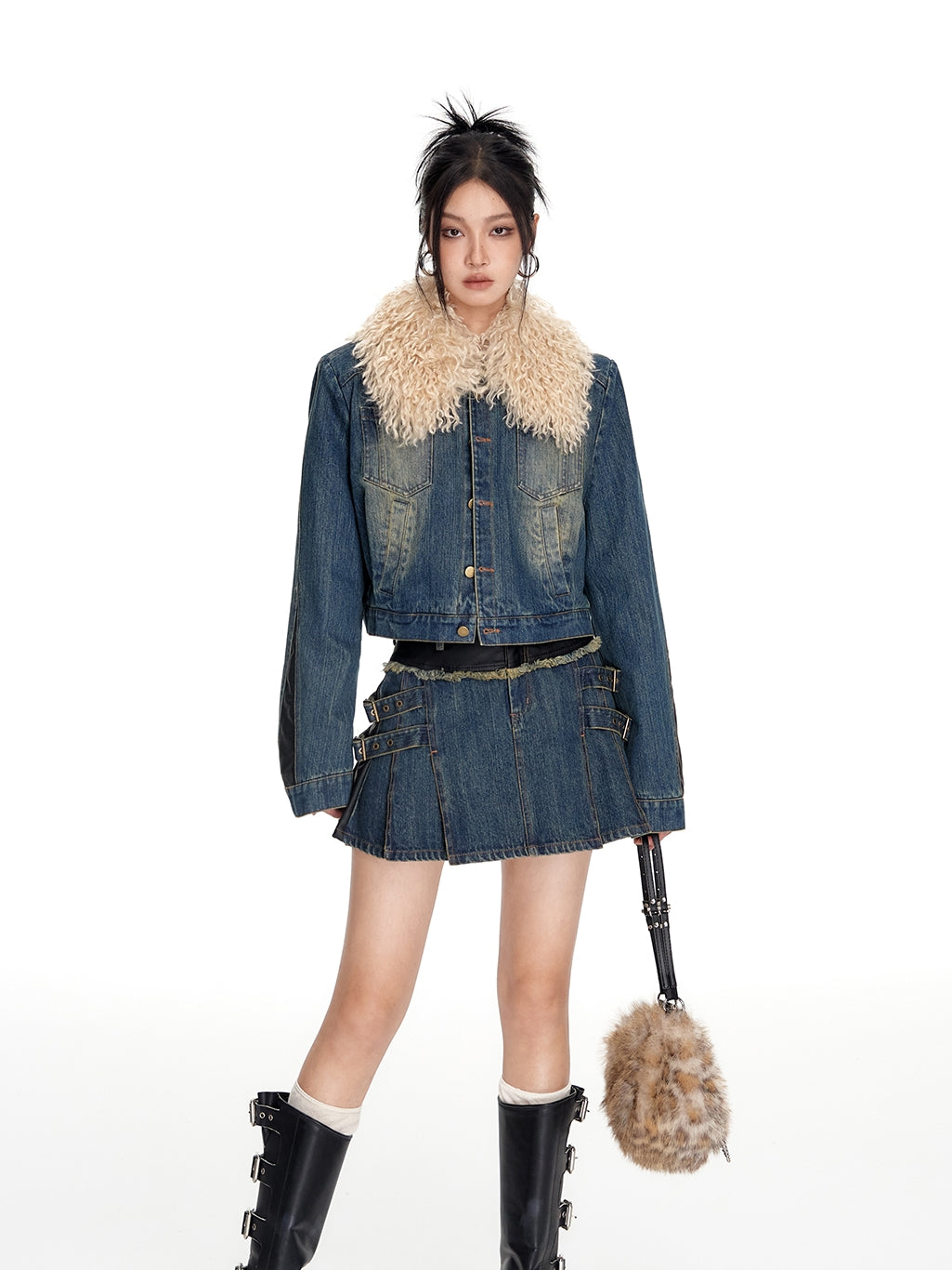 Box-peats Belt Tassel Inner-Pants 캐주얼 미니 스커트