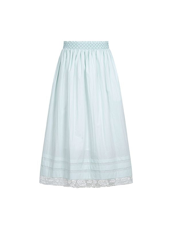 Natural Ribbon Candy-Sleeve Natural Blouse&Long-Skirt