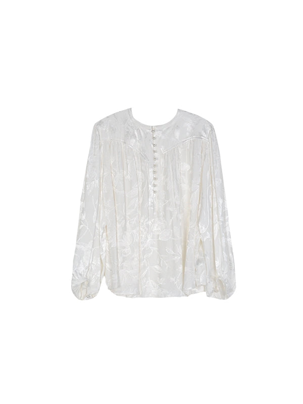 Flauschig klassische Blumensticker Chic Bluse & Long-Scirt