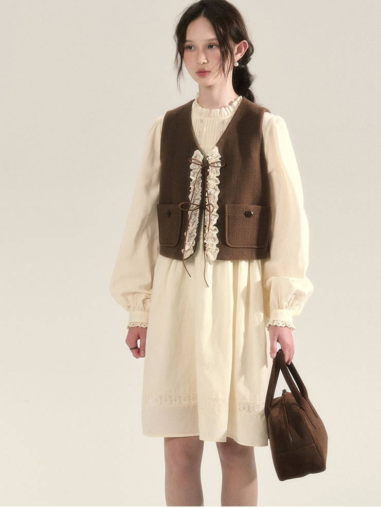 Rüschenband Girly Retro Wollweste