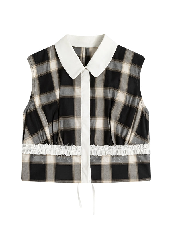 Flower Checked Lace Nichi Cute Blouse & Mini-Skirt