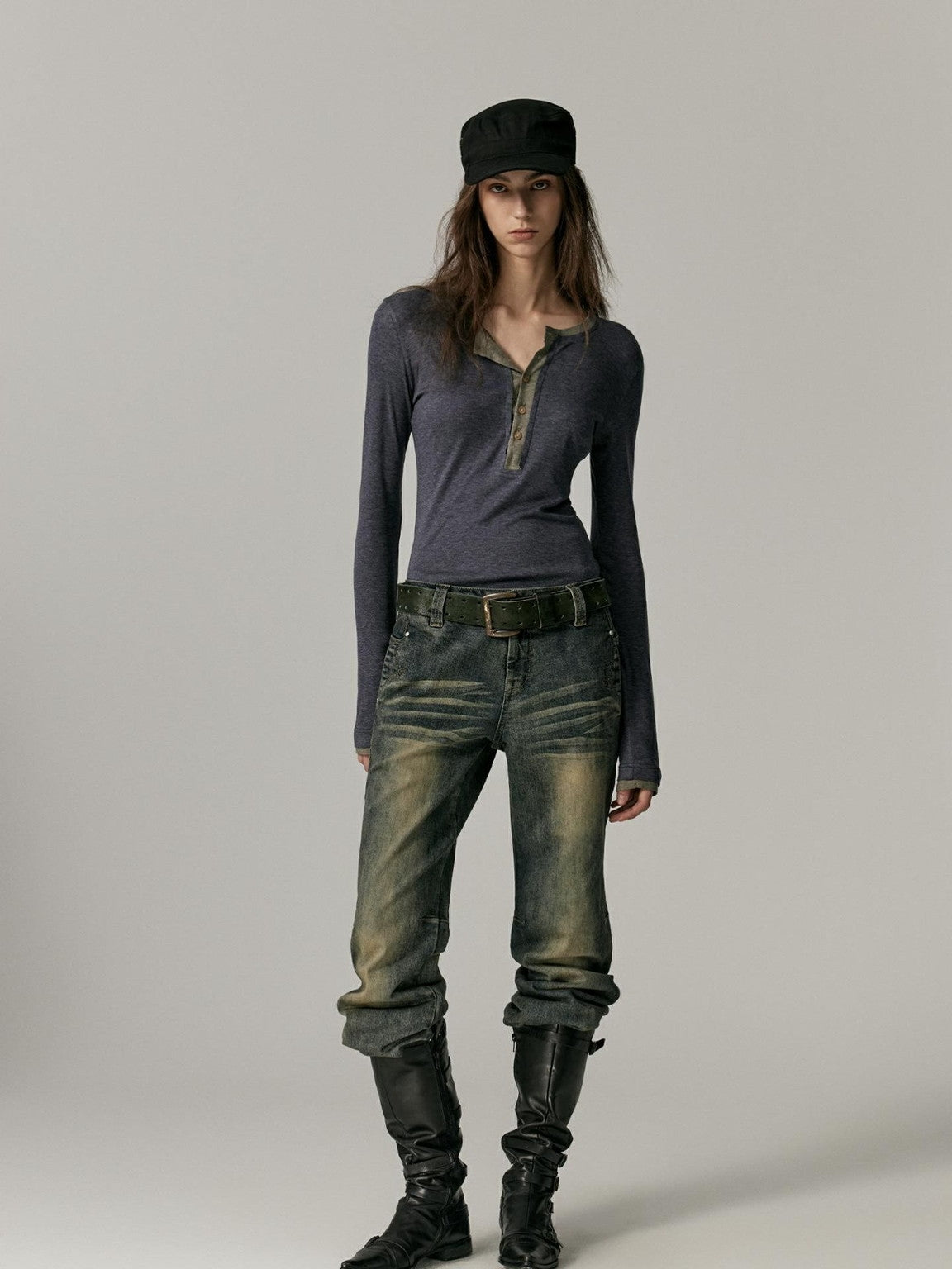 Slim Simple Retro Bi-Color Knit