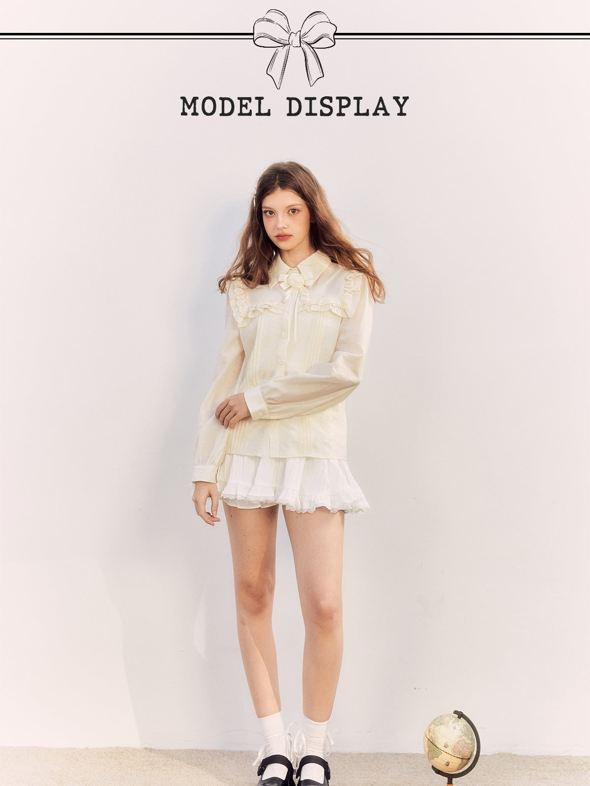 Rose Frill Big-Collar Retro Blouse
