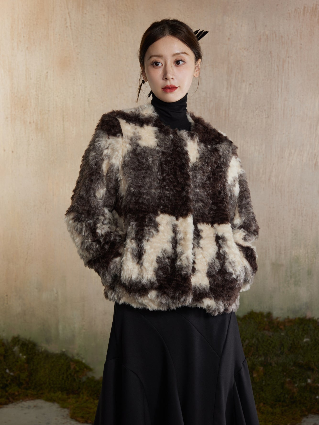 Speckled Fur Fluffily Warm Oversize Jacket