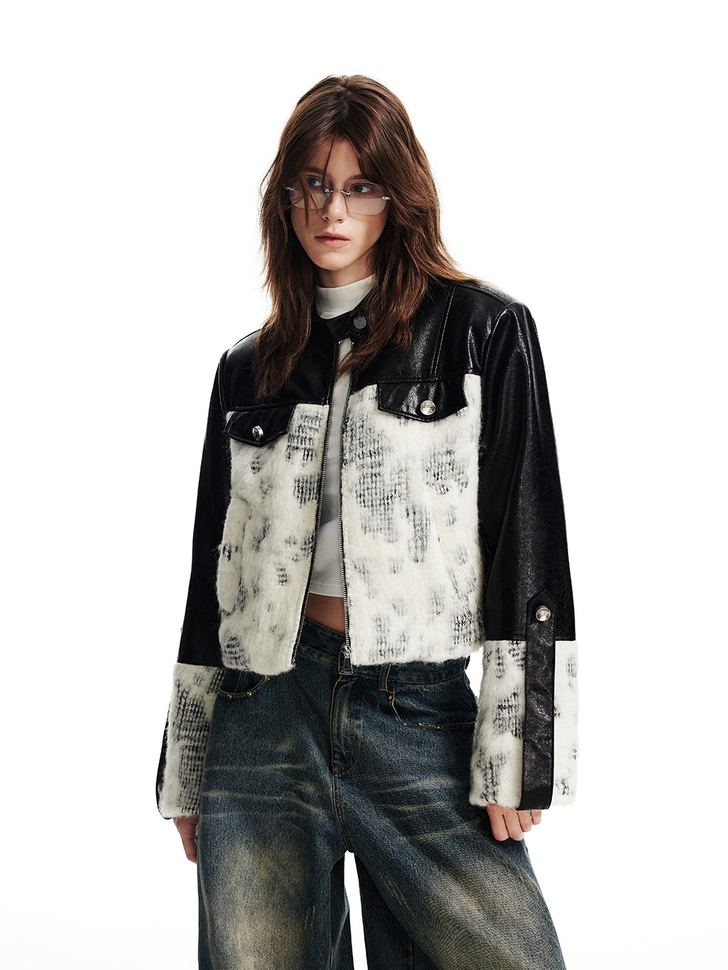 Leather&Fur Nichi High-End Cool Patchwork Jacket