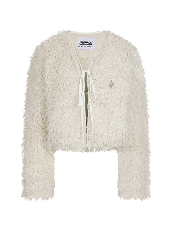 Chic Simple No-Collar Retro Fur-Jacket