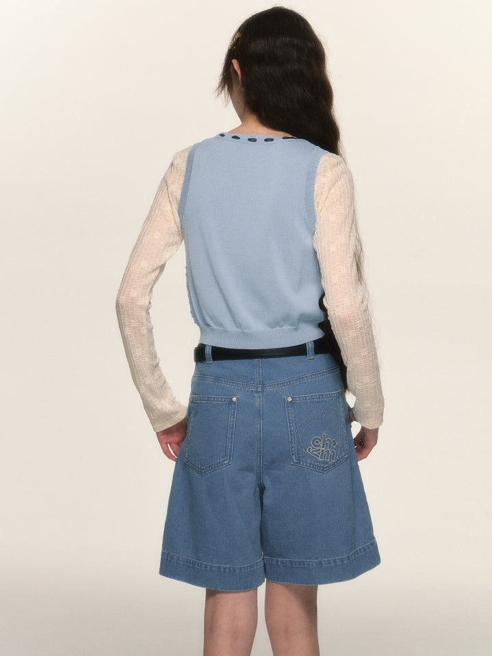 Denim Wide Casual Half-Pants