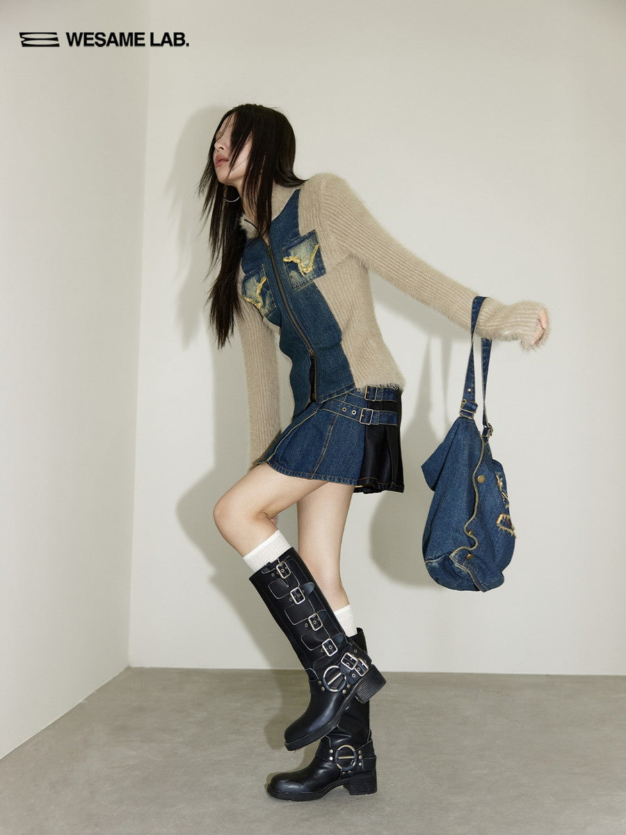 Box-peats Belt Tassel Inner-Pants 캐주얼 미니 스커트