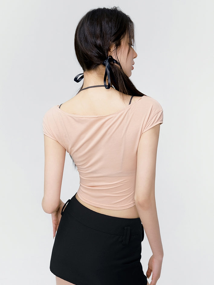 Cropped Logo Tight Casual T-Shirt