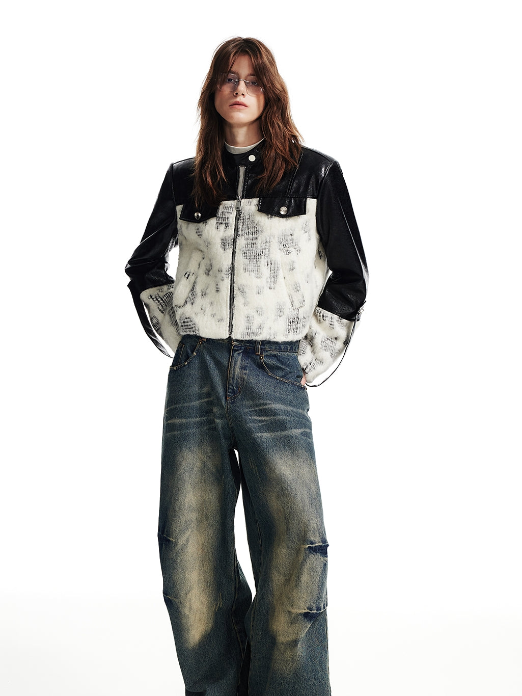 Leather&Fur Nichi High-End Cool Patchwork Jacket