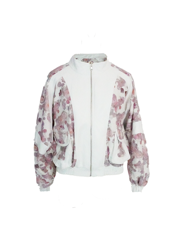 Veste de rose en cuir à fleurs réversibles et plis-skirt