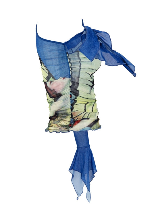 원 숄더 얇은 니치 부드러운 생생한 컷 가스