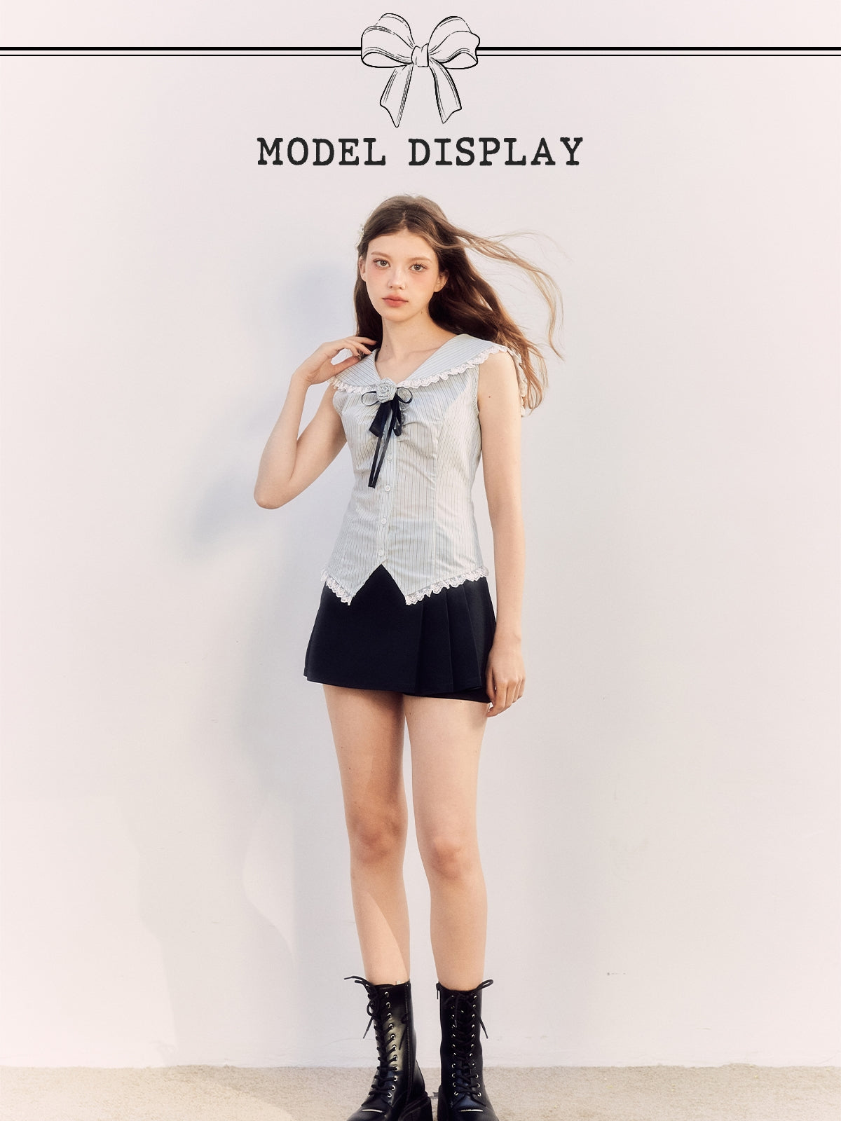 Seemannskragen Spitzenhülse Streifenbluse & Hosen