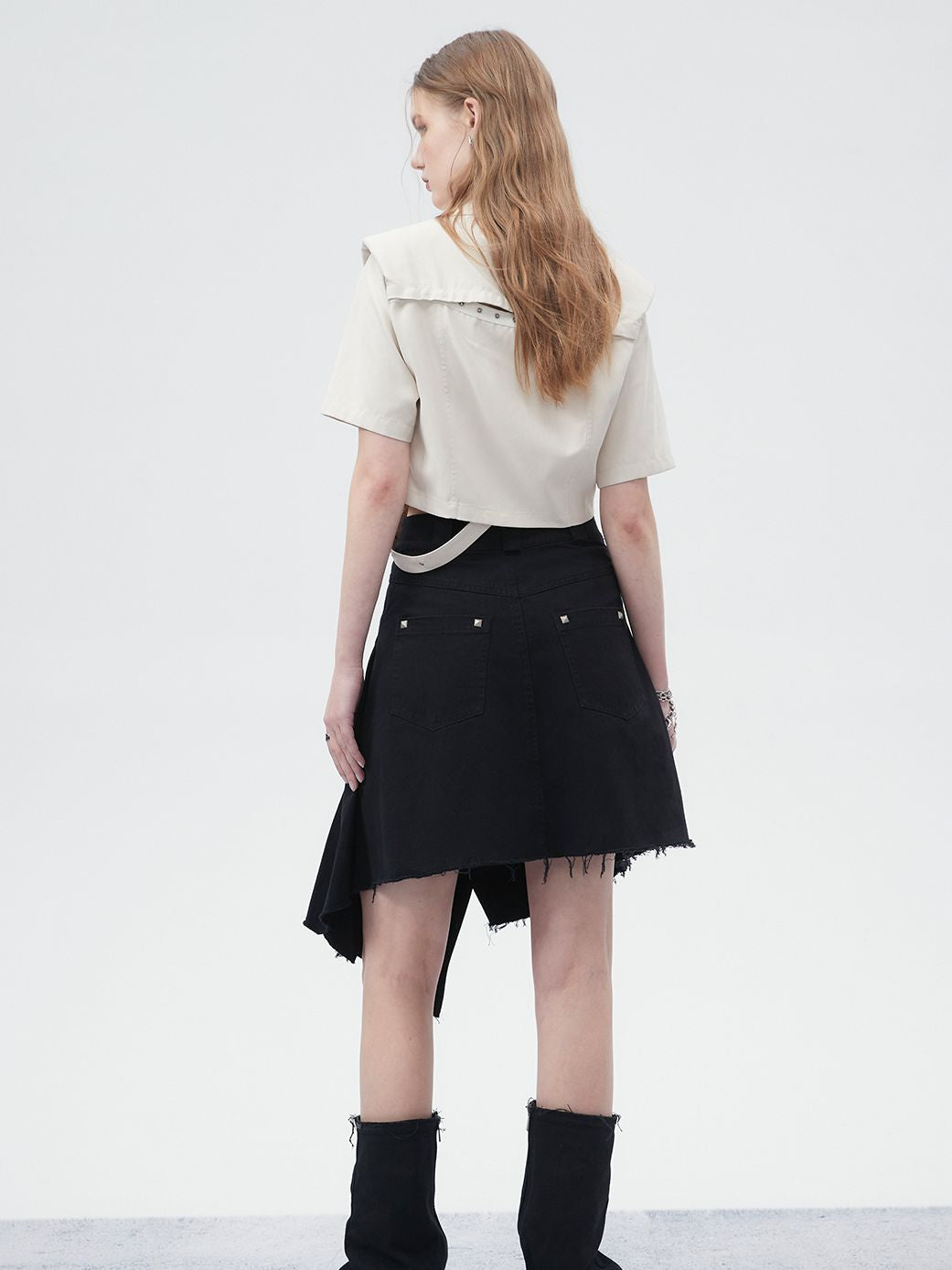 Zip Cropped Nichi Plain Shirt