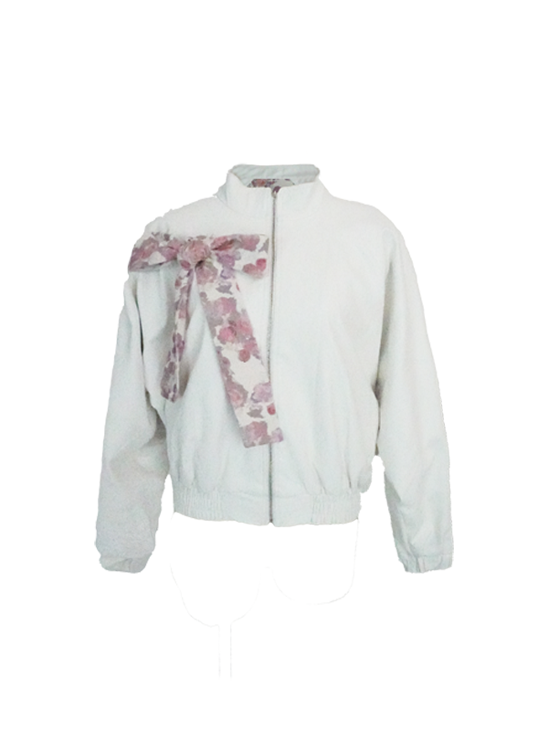 Veste de rose en cuir à fleurs réversibles et plis-skirt