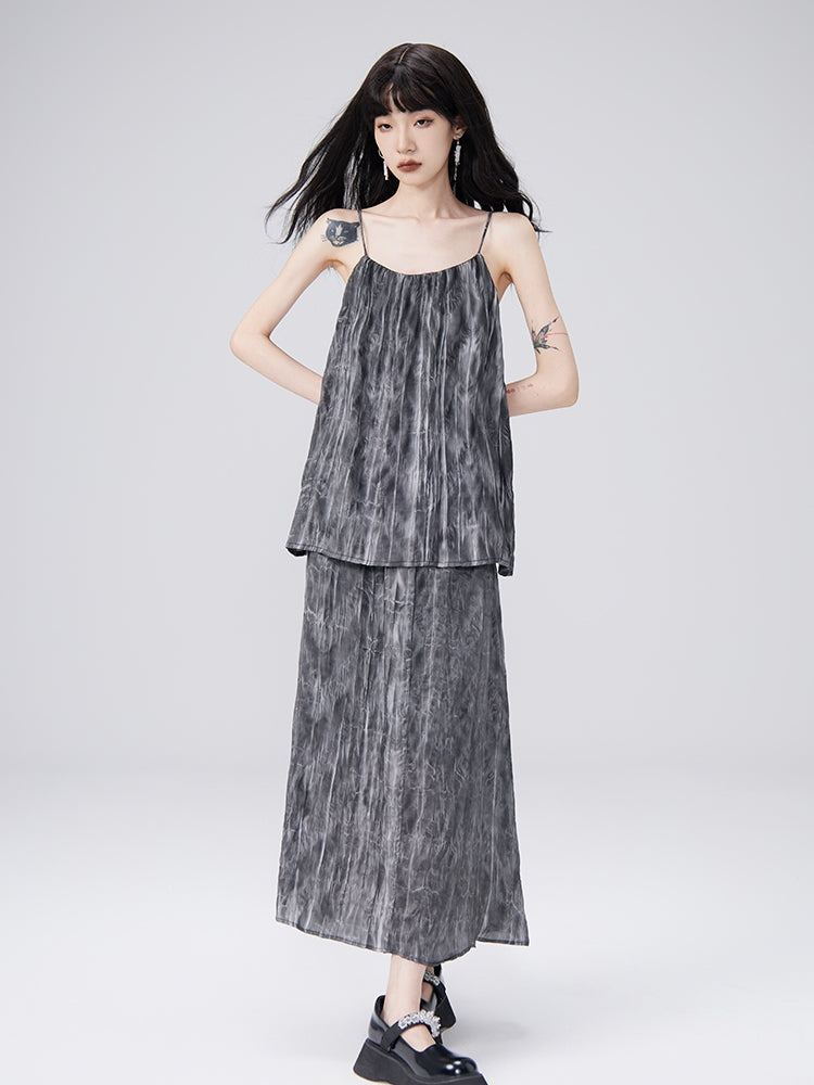 Camisole & Long-Skirt Natural Flare Tie-dye Set-up