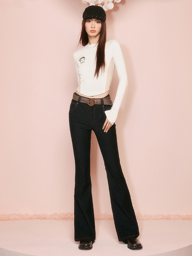 Jeans lässige, schlanke Casual Flare-Hose Casual Fit