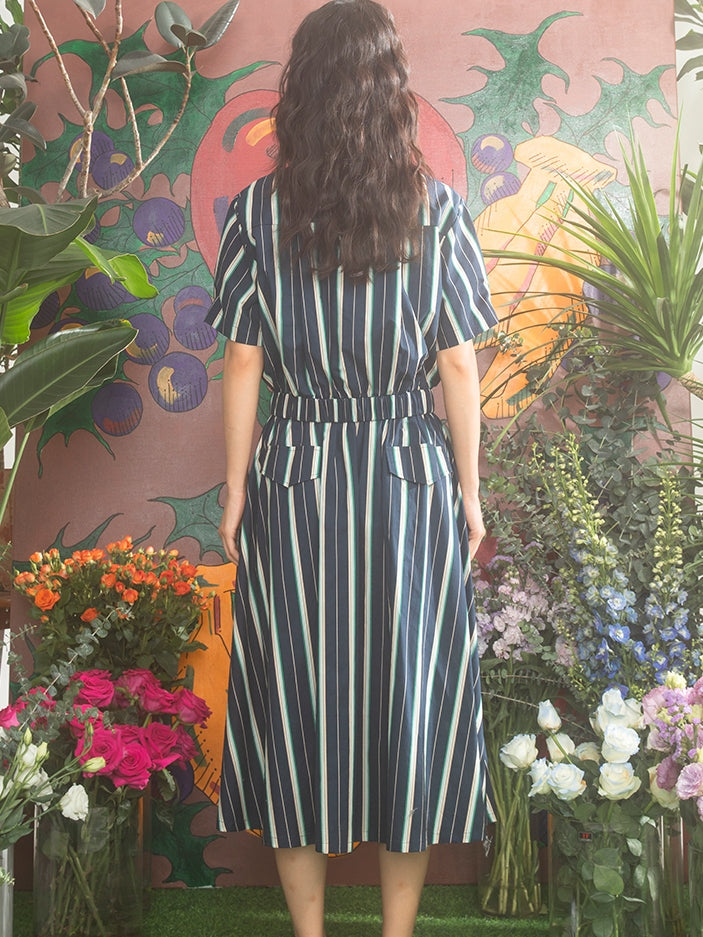 스트라이프 캐주얼 Smmer Tulip Shirt & Long-Skirt