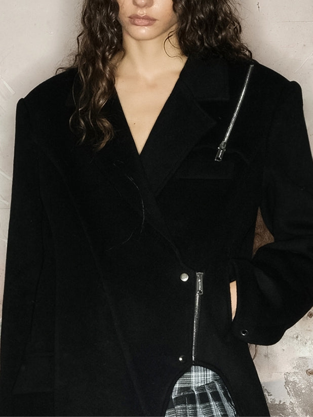 Wool Nichi Asymmetry Long-Coat