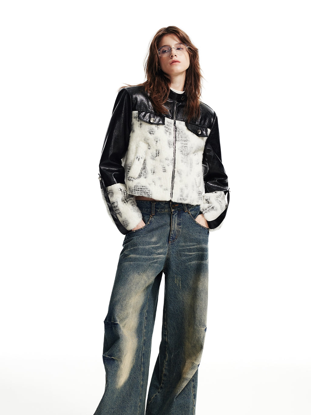 Leather&Fur Nichi High-End Cool Patchwork Jacket