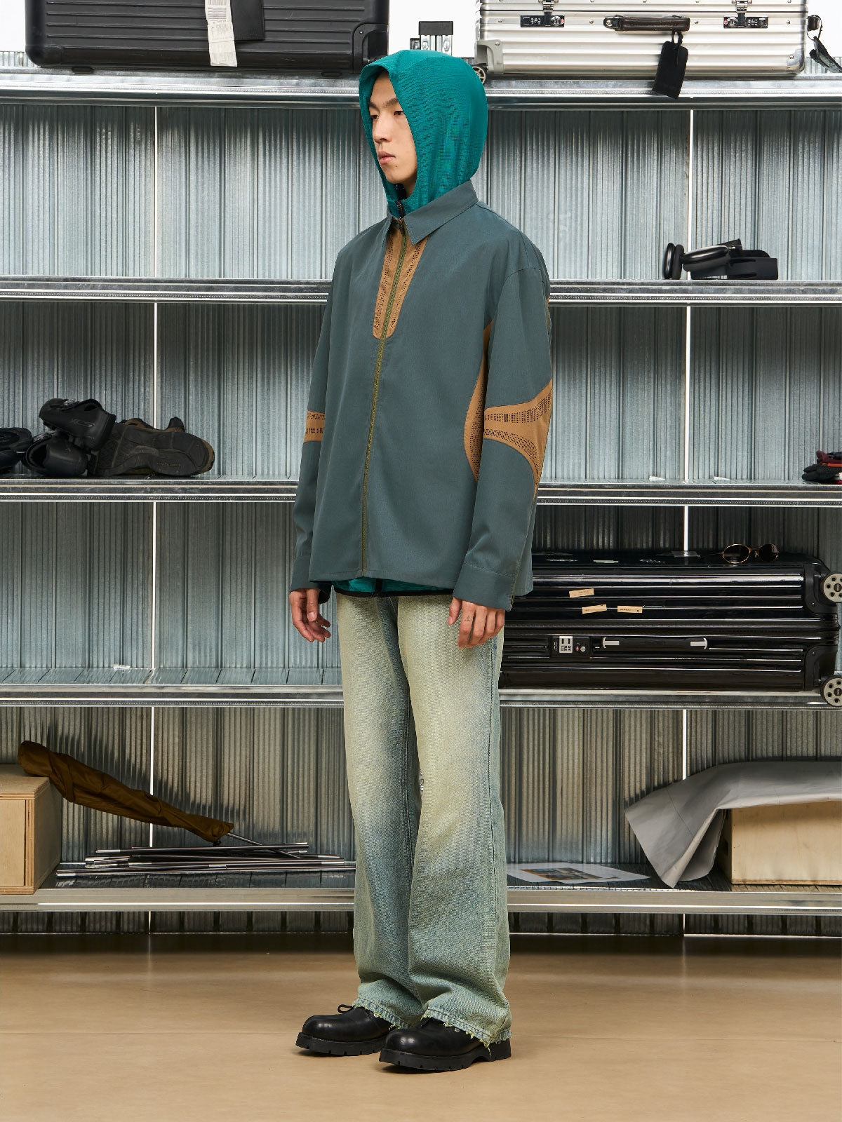 레트로 빈티지 캐주얼 지퍼 대비 재킷