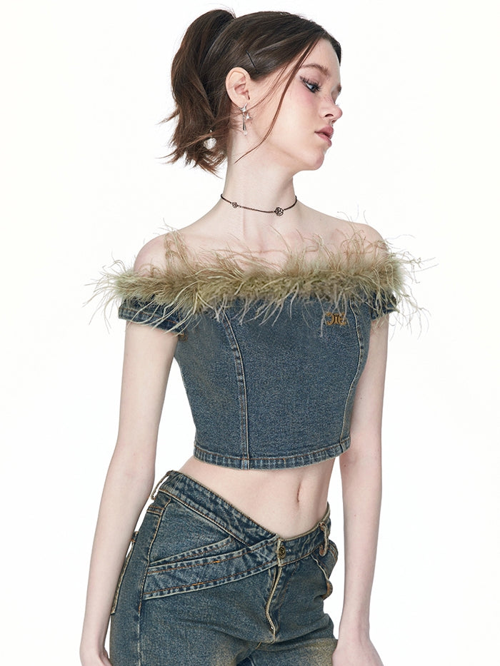 데님 모피는 니치 탑 & 바지를 사라졌다