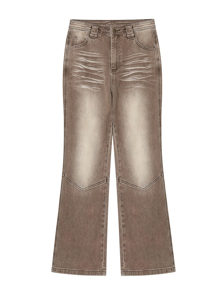 Modest Faded Denim Vintage Flare-Pants