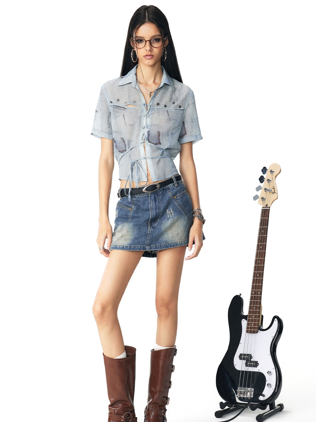 Chemise à lacets à lacets décontractée décontractée