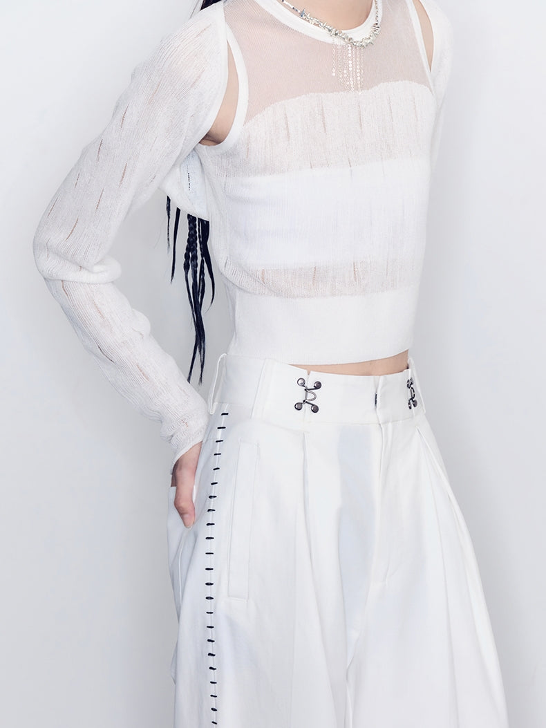 Cardigan & Tanl-Top Summer-Knit Simple Set-Up