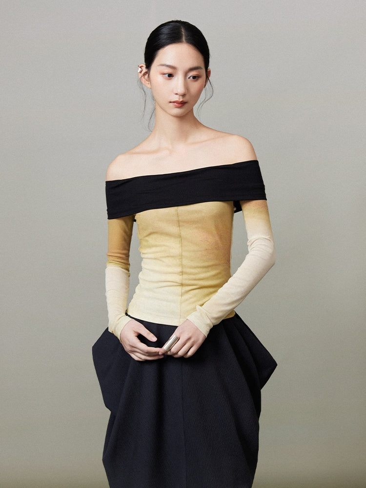 타이 염색기 그라데이션 팔 코버 오프 숄더 탑