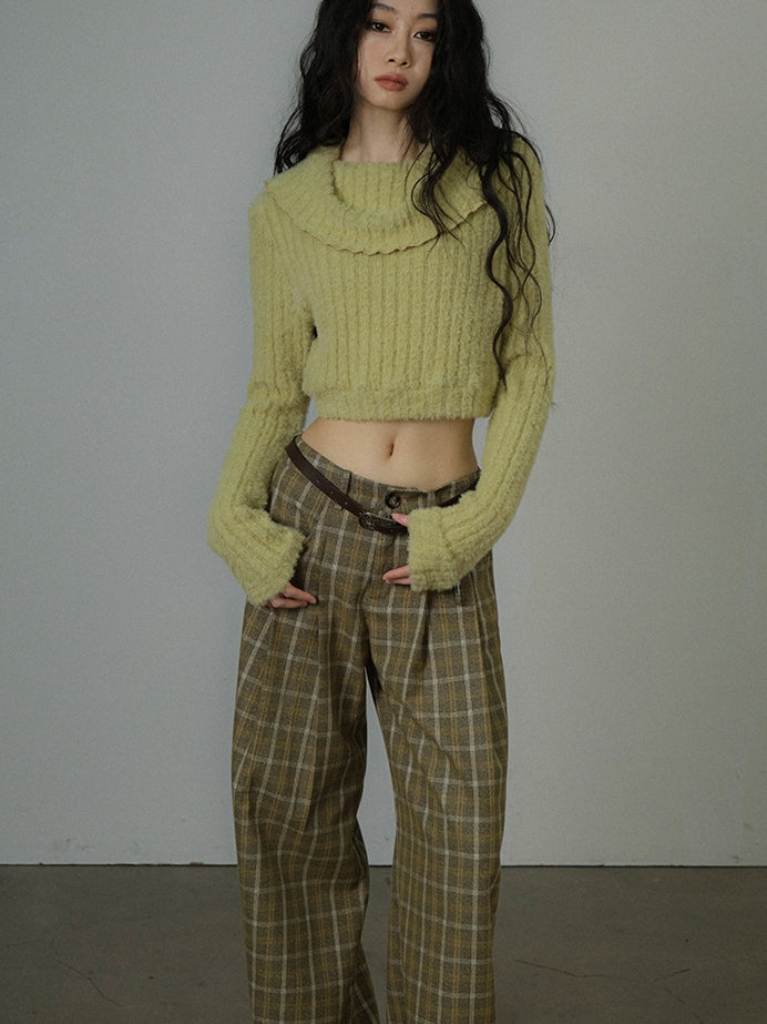 Checked Loose Casual Retro Girly Wide-Pants