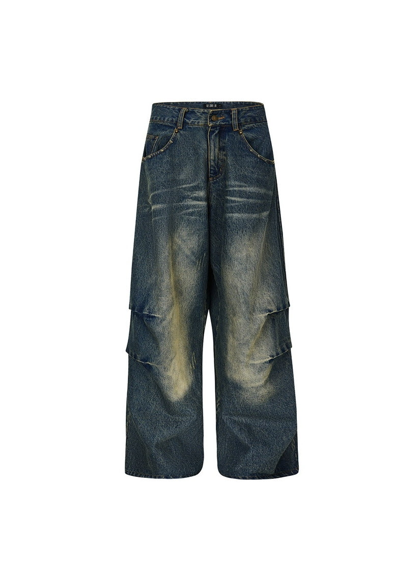 Denim Loose Faded Casual Wide-Pants