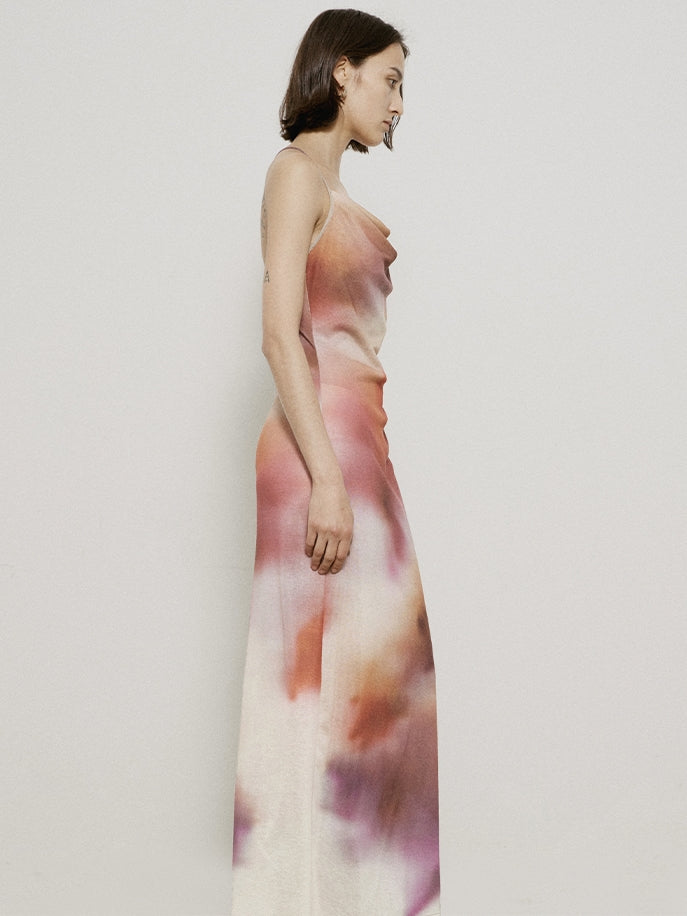 Tie-dye Marble Drape Elegant Chic Camisole-One-piece