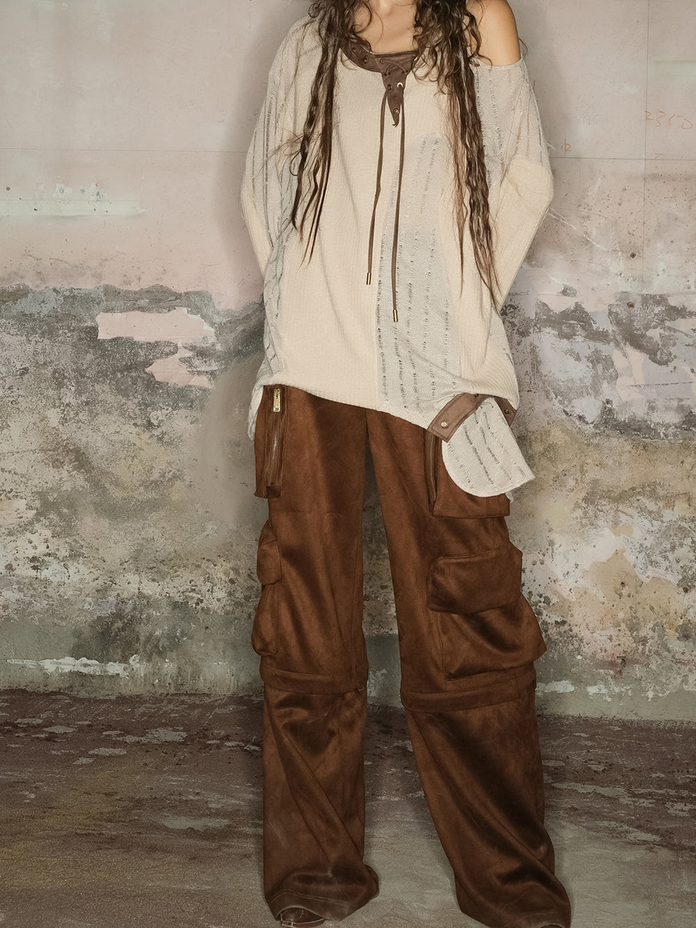 2way 사이드 포켓 캐주얼 느슨한 넓은 바지