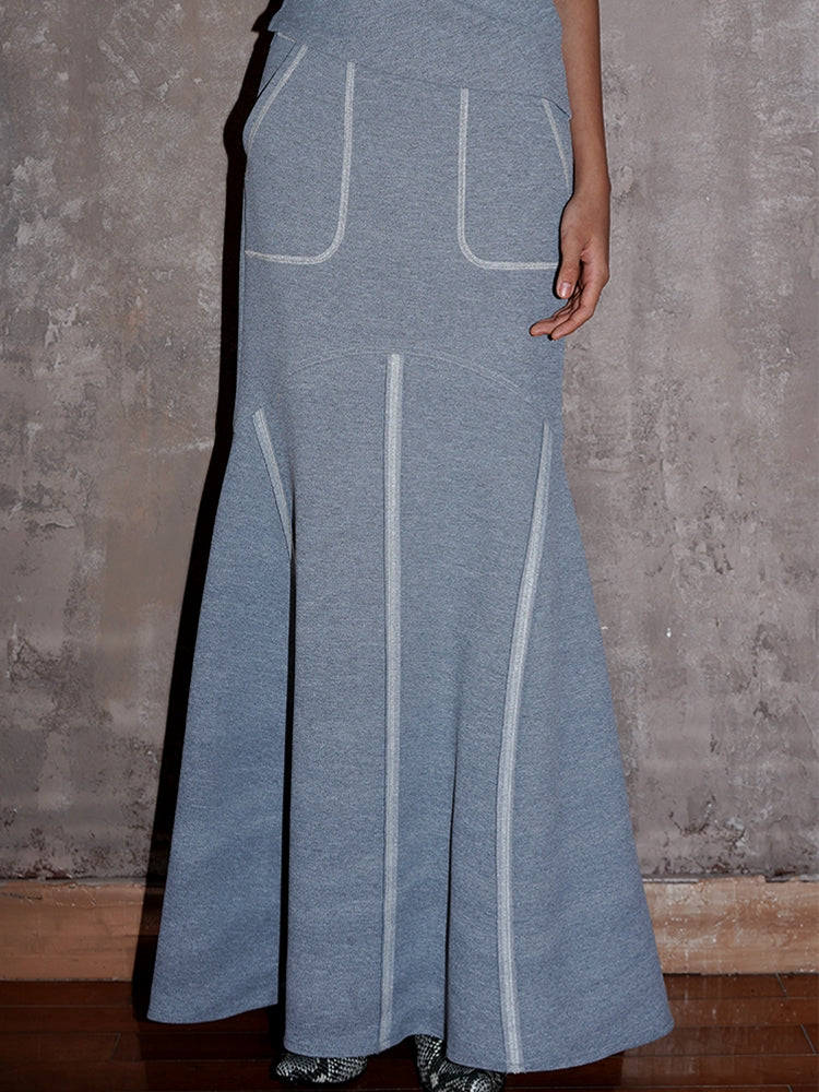 Sirène stretch-tricot à jupe longue