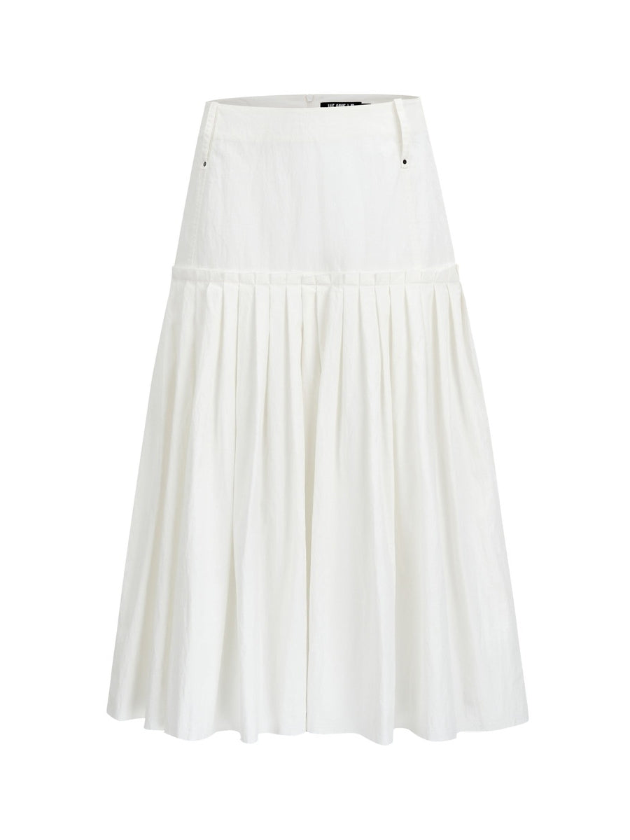 Puff-Sleeve Back-Lace-Up Tiered Flare Blouse & Long-Skirt