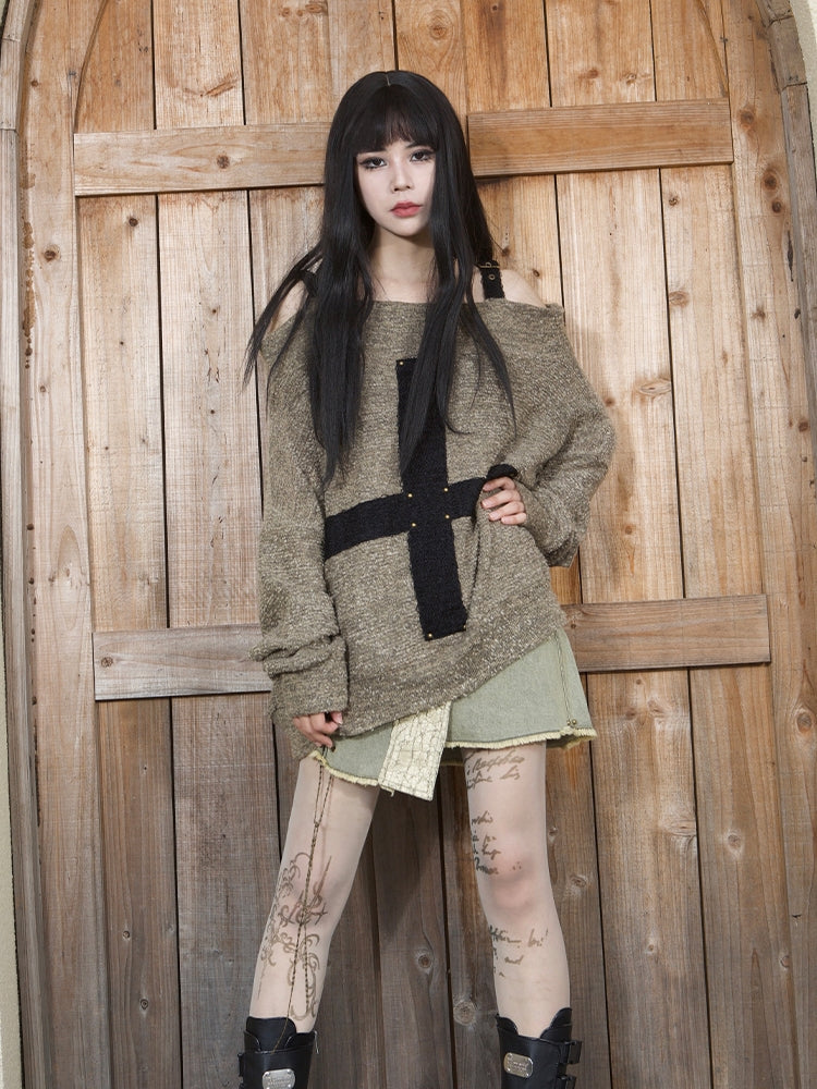 Off-Shouder Cross Lose Strick