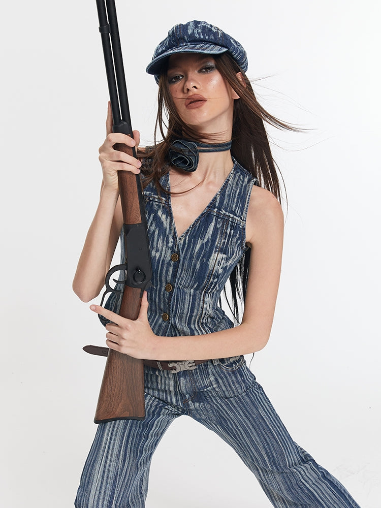 데님 가죽 잘 생긴 VESI & SHORT-PANTS