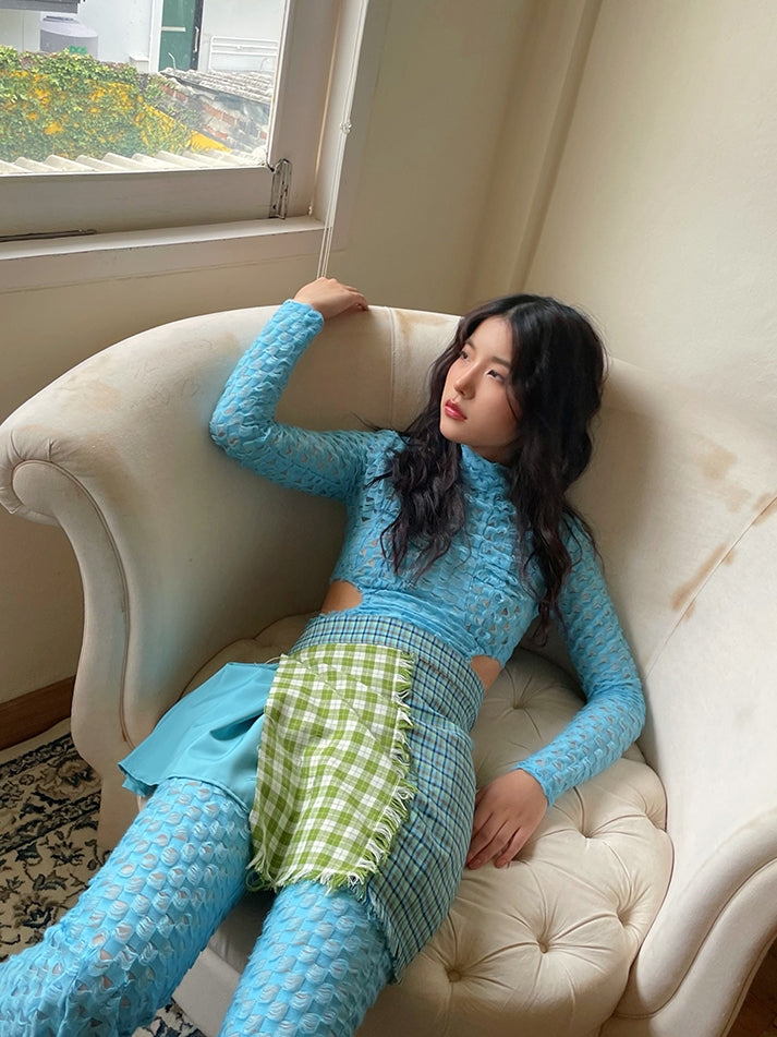 Side-Cut Checked Nichi Tight Knit