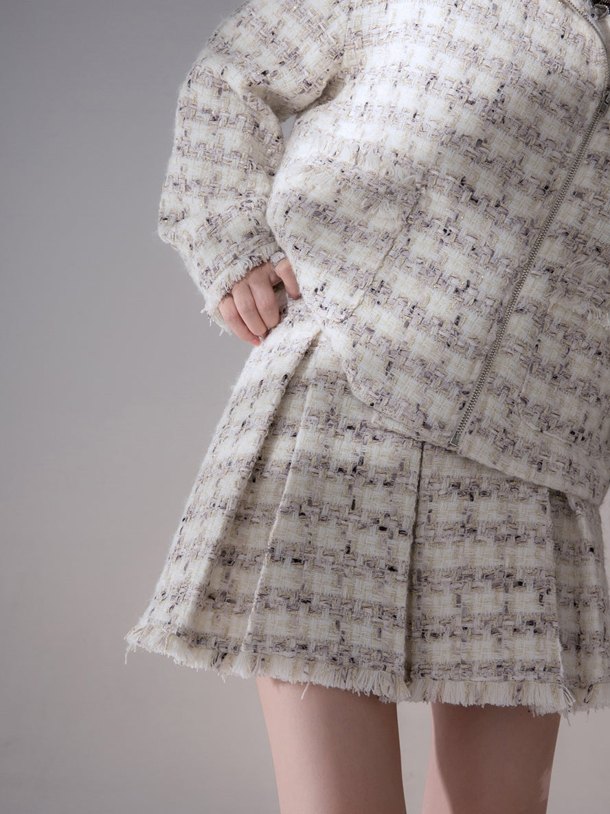 Tweed Suit Chic Wool Oversize Retro Jacket&Skirt