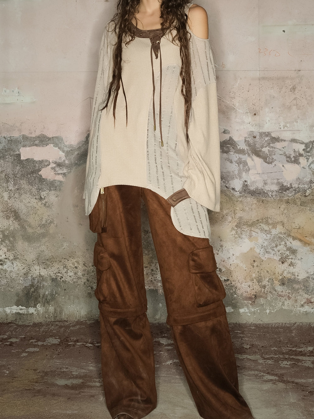 2way 사이드 포켓 캐주얼 느슨한 넓은 바지