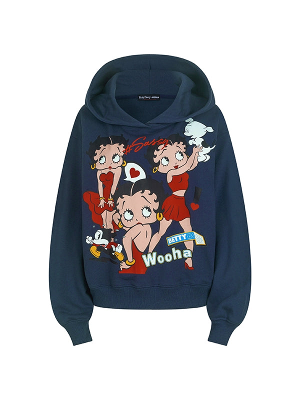 베티 오버 사이즈 땀 까다의 흑백 걸리 파카