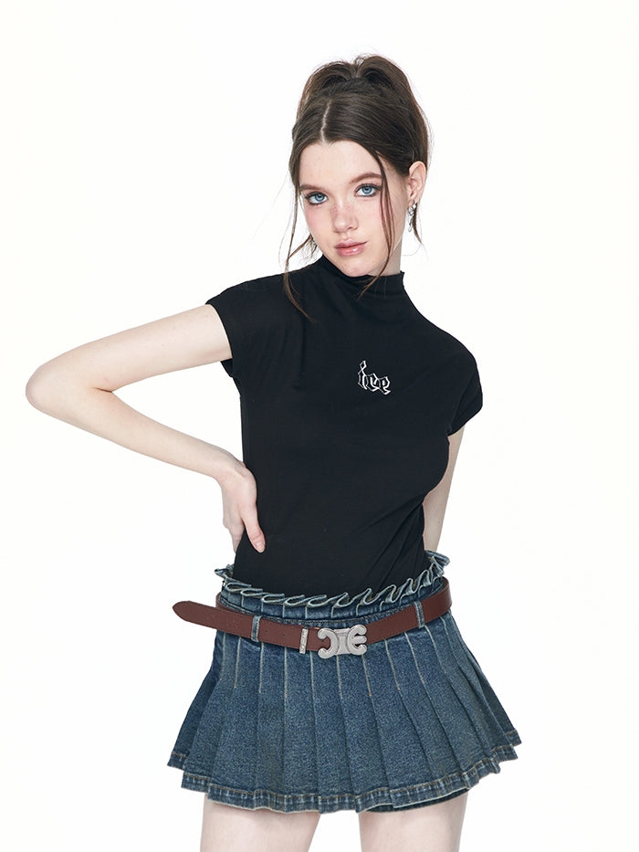 주름 데님 캐주얼 플레어 culottes