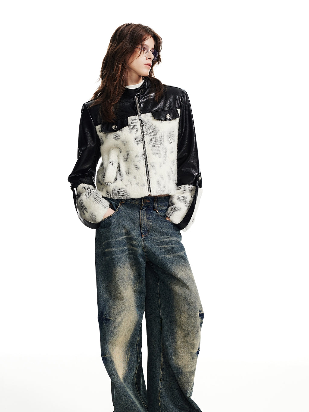 Leather&Fur Nichi High-End Cool Patchwork Jacket