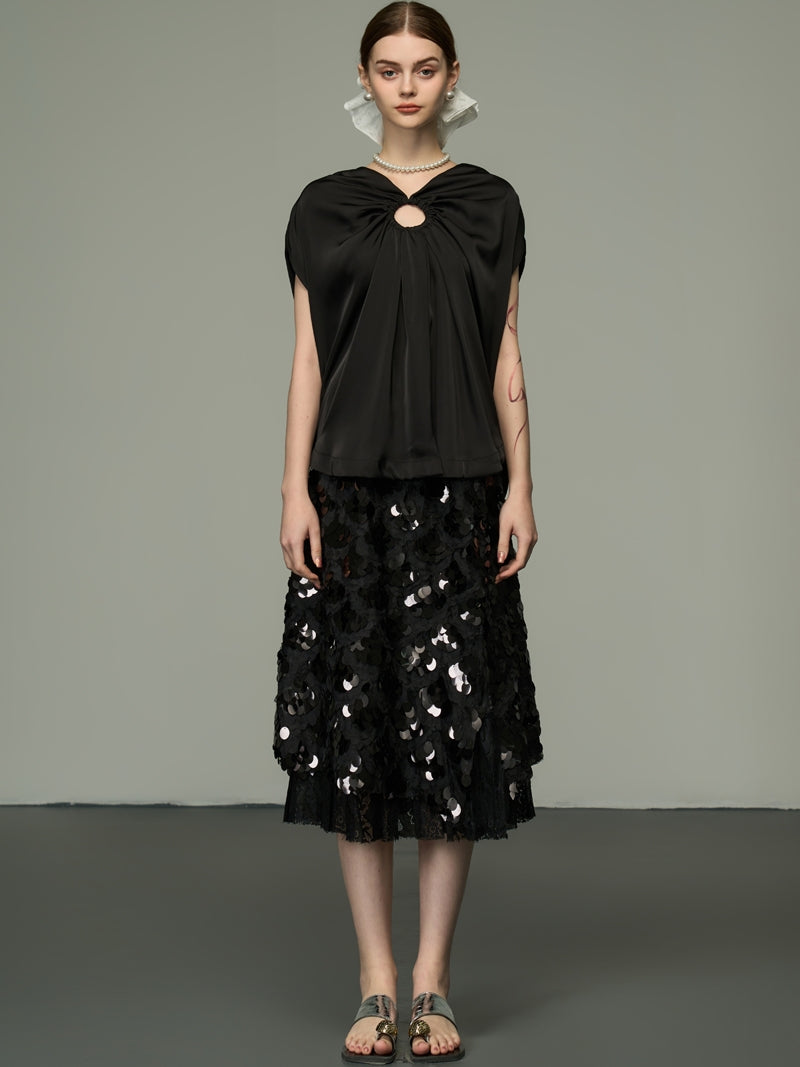 Pailletten Middle Lace High-End-Flare-Rock