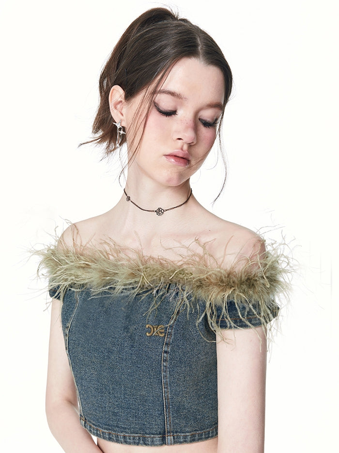 데님 모피는 니치 탑 & 바지를 사라졌다