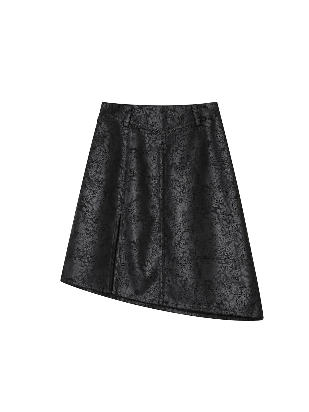 Leather Lace Asymmetry Middle Skirt