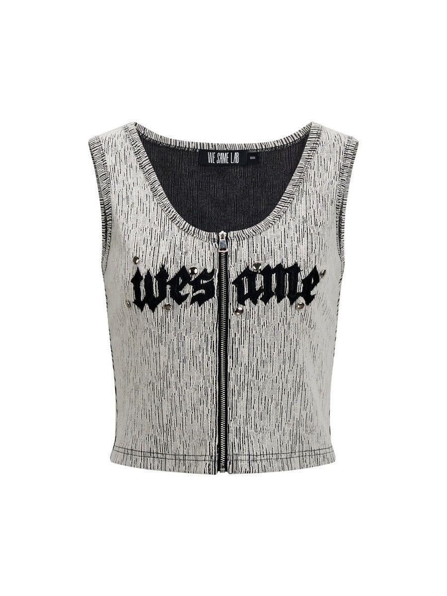 Zip Nichi Sleeveless Retro Stripe Tops