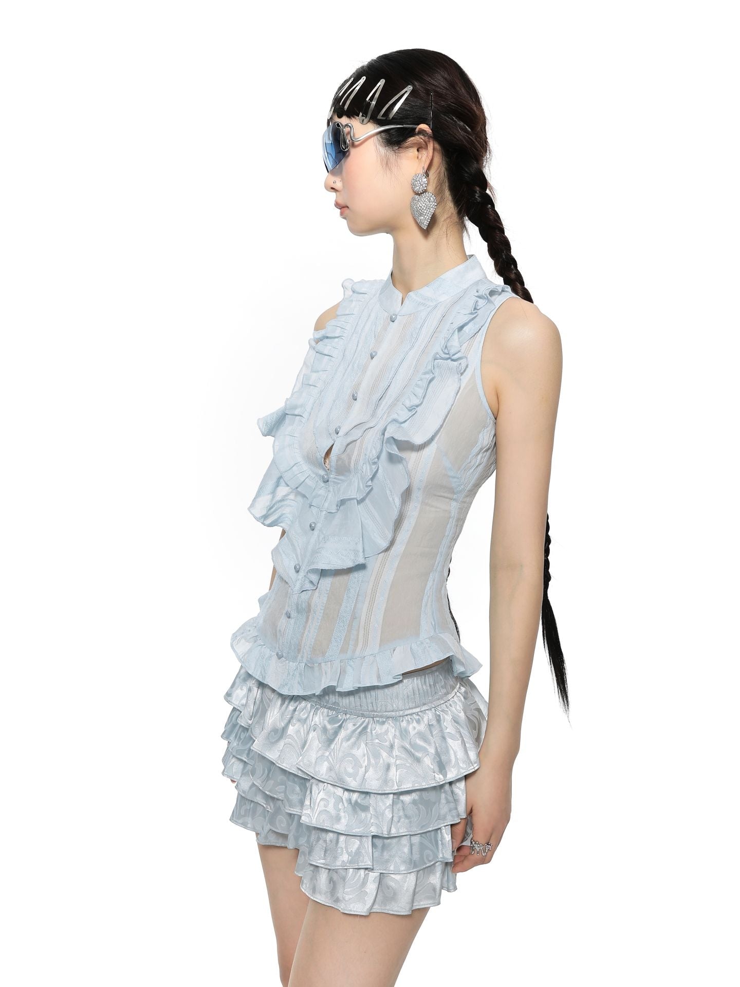 Bloße Schnickschnack schlanke süße Retro -Bluse